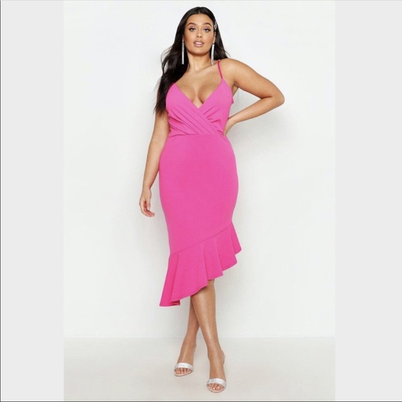 Boohoo Plus | Dresses | Boohoo Plus Hot Pink Midi Dress Us Size 6 | Poshmark